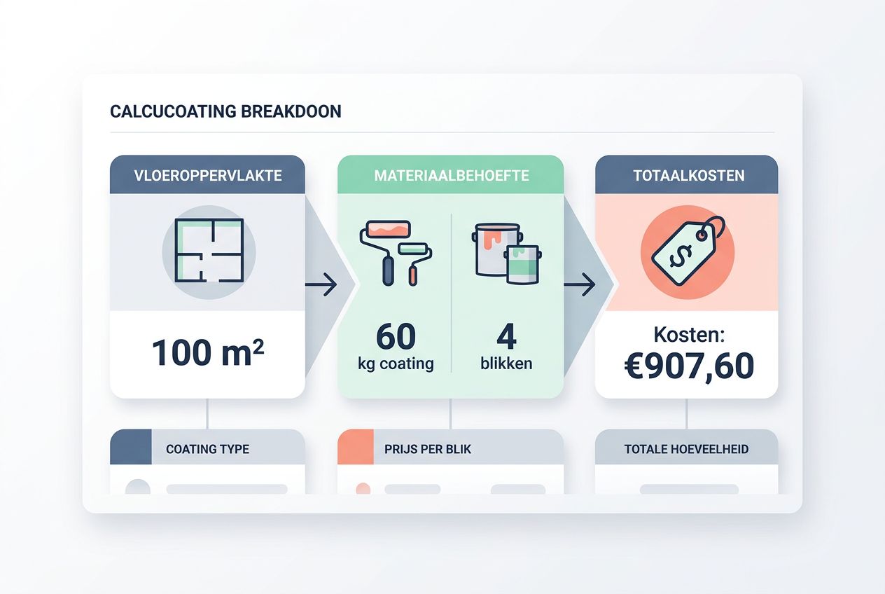 Rekenvoorbeeld voor de kosten en benodigde materialen van een vloercoating. Rekenvoorbeeld voor de kosten en benodigde materialen van een vloercoating.